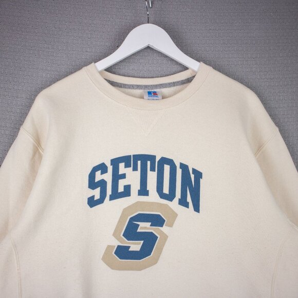 Seton School Cream Crewneck Sweater Mens XL - Picture 4 of 7